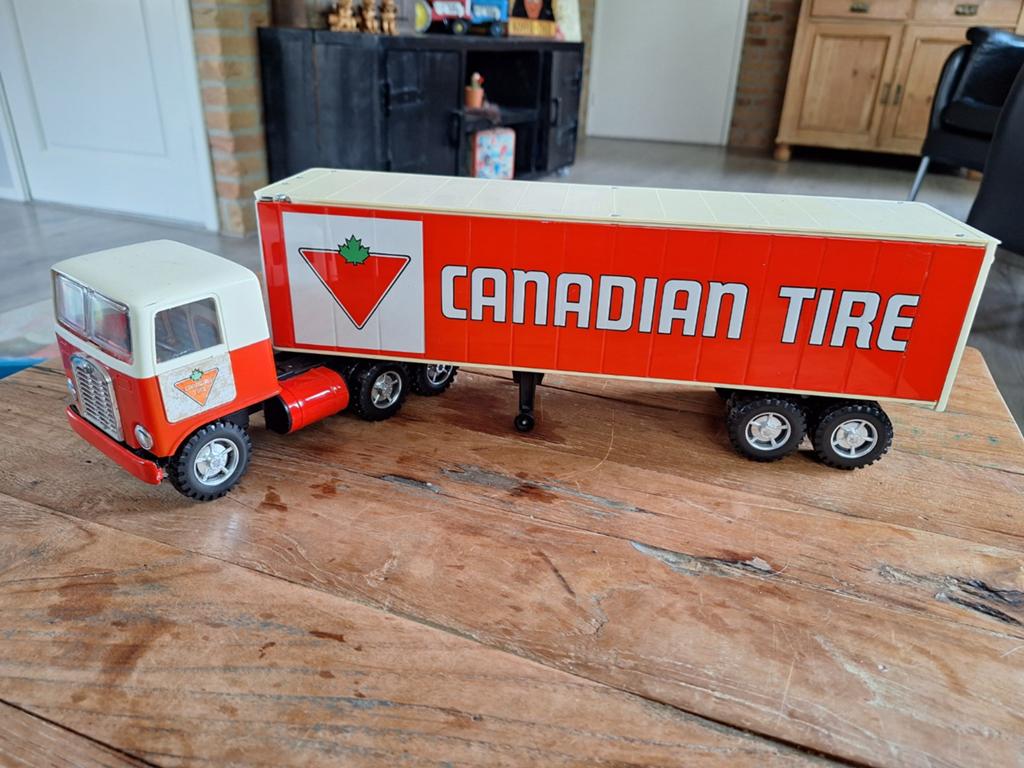 Vintage Canadian Tire Vrachtwagen met Trailer - Speelgoed, Ophalen of Verzenden