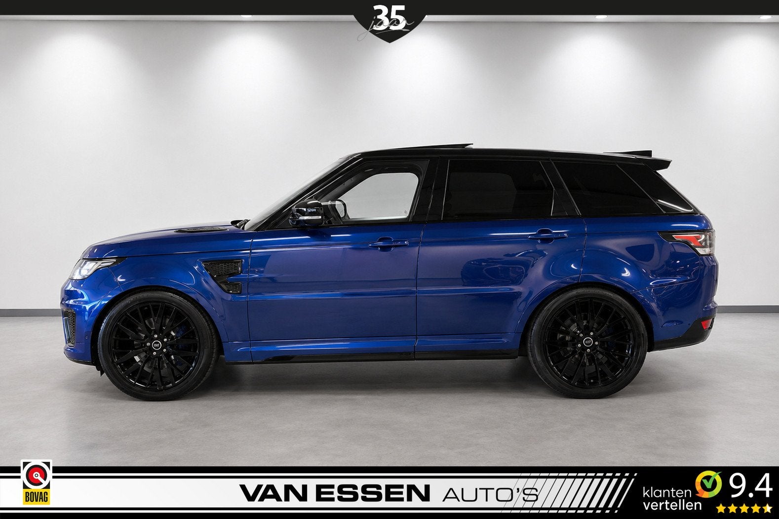Land Rover Range Rover Sport 5.0 V8 Supercharged SVR Pano Ca, Auto's, Land Rover, Automaat, Euro 5, Blauw, 3000 kg