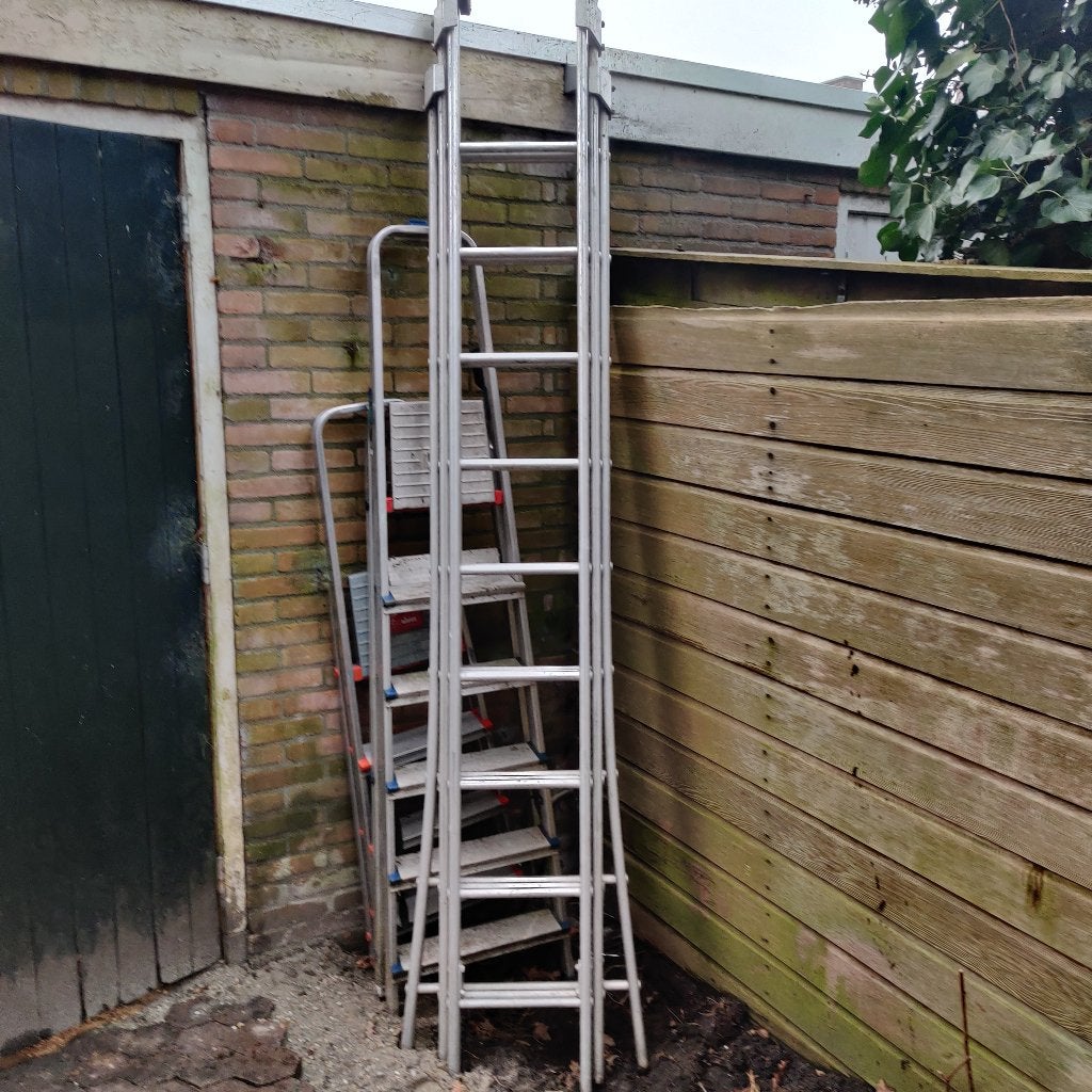 Uitschuifbare ladder, 3 delen, Doe-het-zelf en Verbouw, Ladders en Trappen, Ophalen, Gebruikt, Ladder, Opvouwbaar of Inschuifbaar
