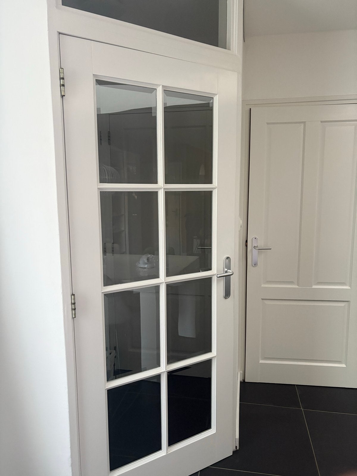 Houten binnendeur met glas, wit, 200x83 cm, Ophalen, Gebruikt, 80 tot 100 cm, Binnendeur
