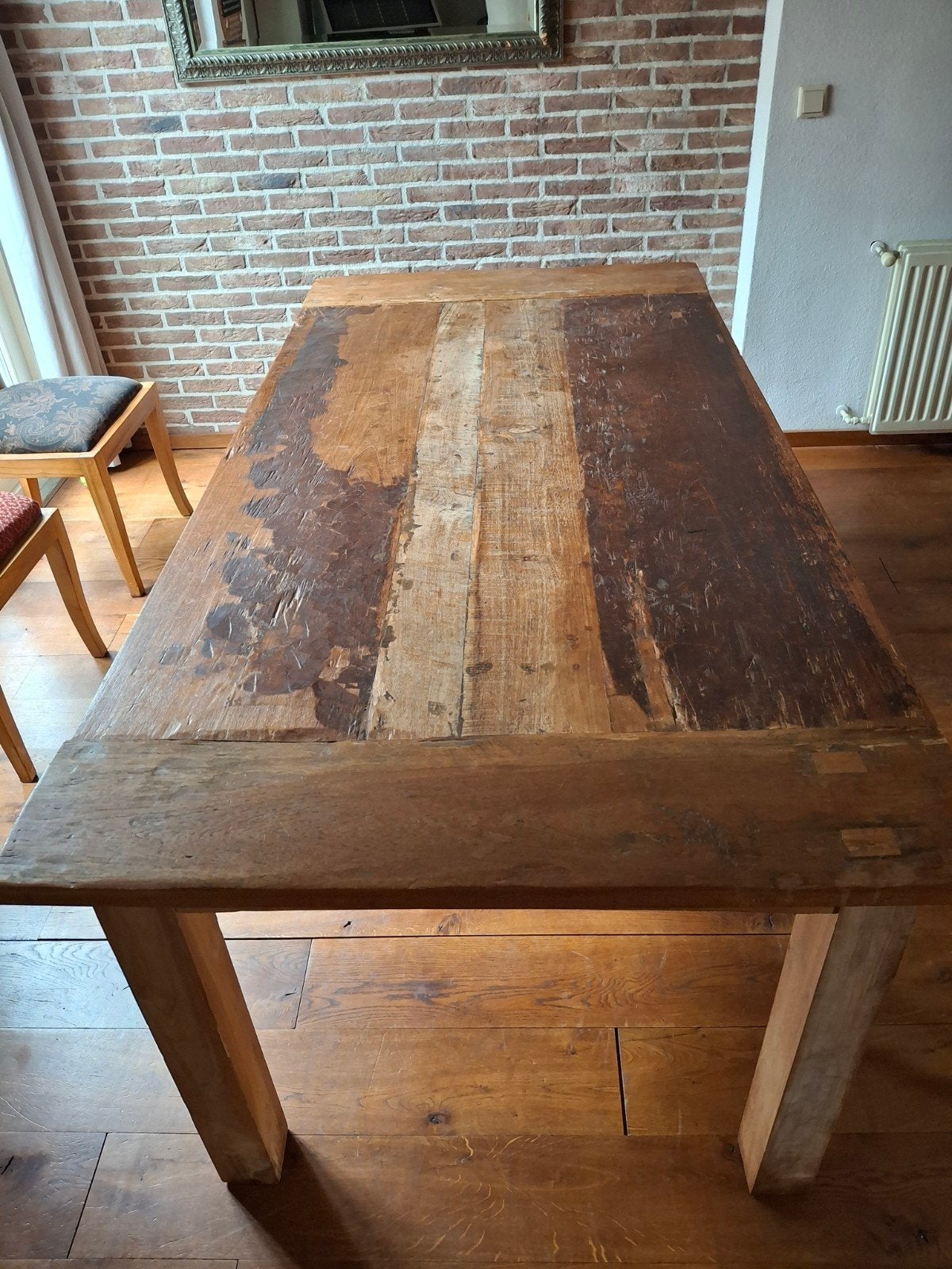 Robuuste Teakhouten Eettafel, Ophalen, Gebruikt, 100 tot 150 cm, Teakhout
