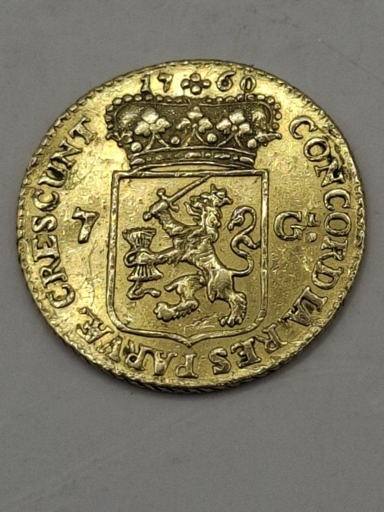 Halve gouden Rijder 1760 – Provincie Utrecht, Vóór koninkrijk, Losse munt, Goud, Overige waardes