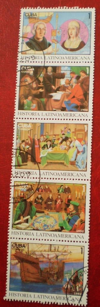 Cuba - Strook Schilderijen, Verzenden, Gestempeld, Midden-Amerika