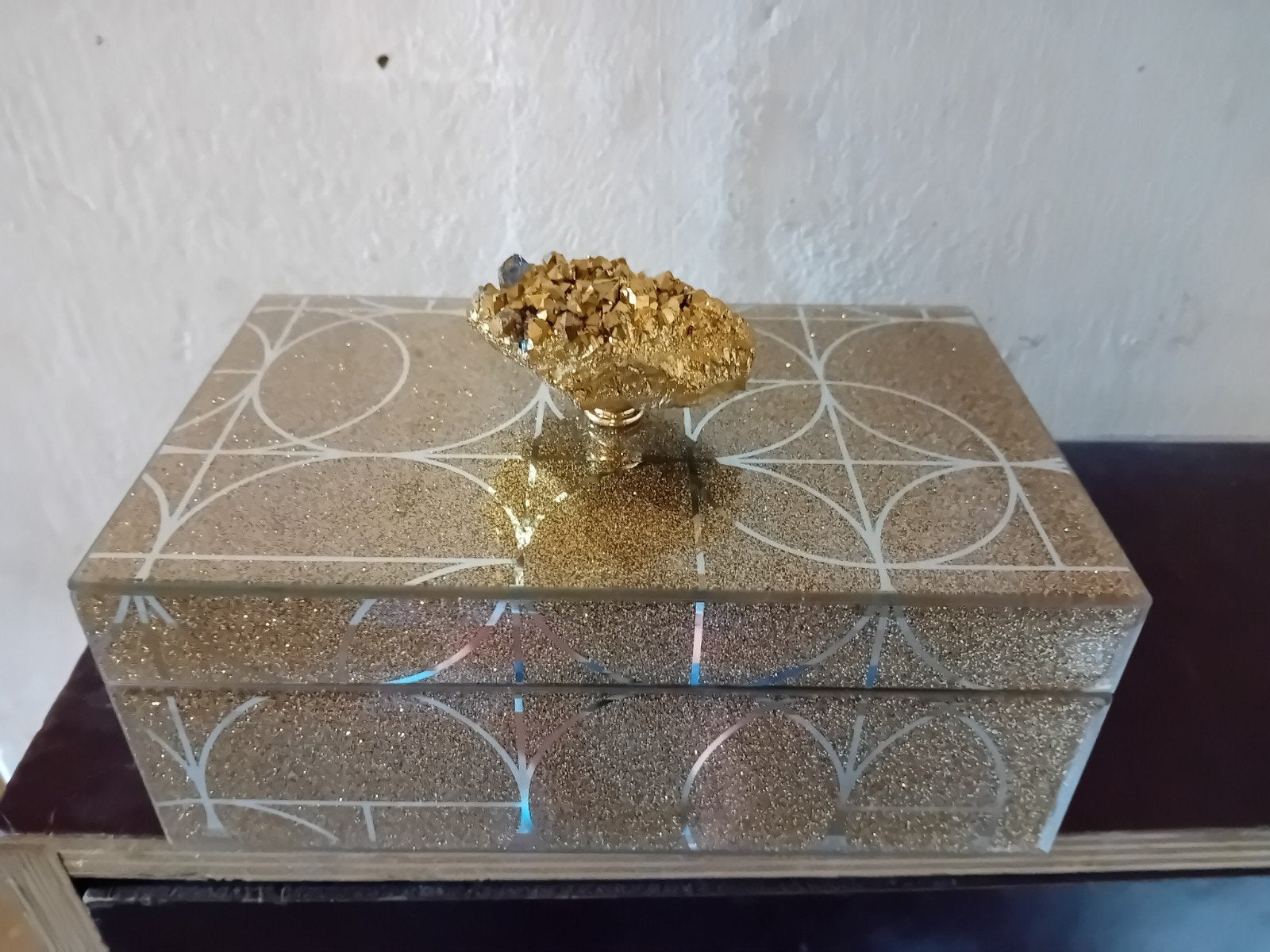 Gouden juwelendoos met spiegel en glitter, Ophalen of Verzenden, Nieuw