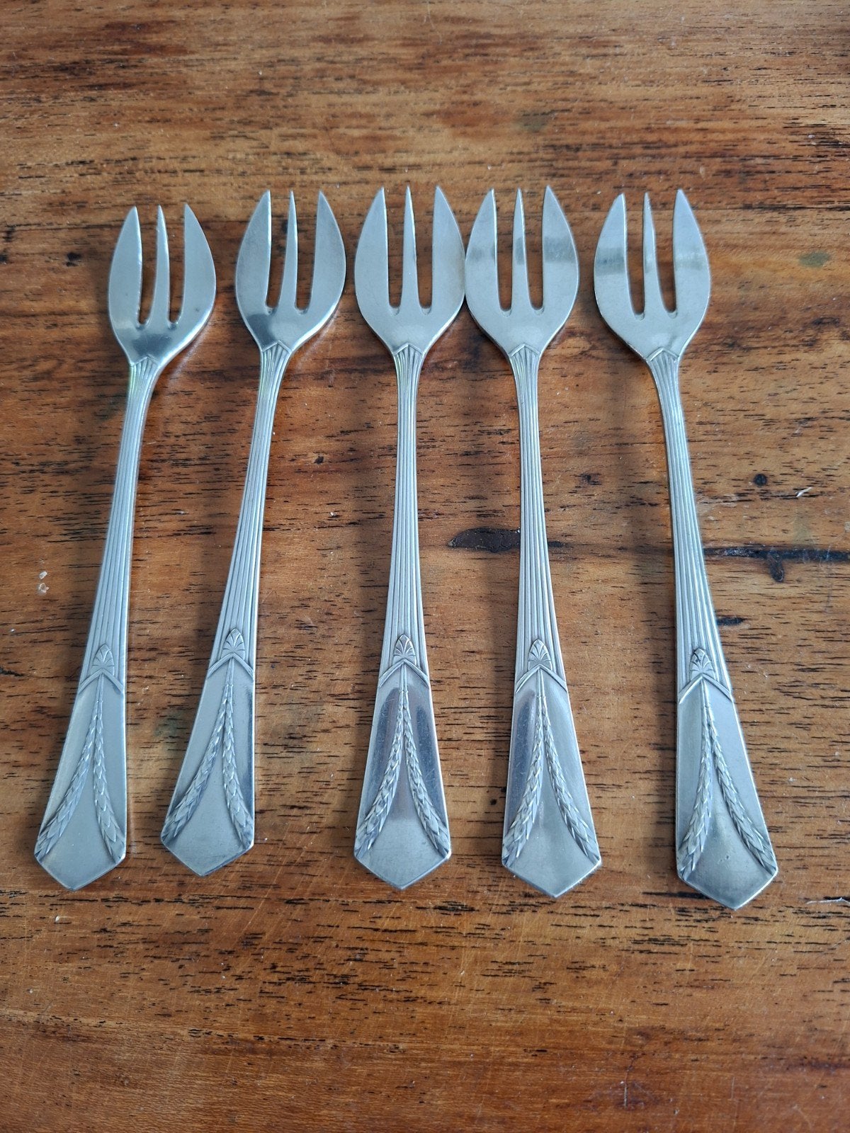 Set van 5 antieke zilveren gebaksvorkjes9, Antiek en Kunst, Ophalen of Verzenden