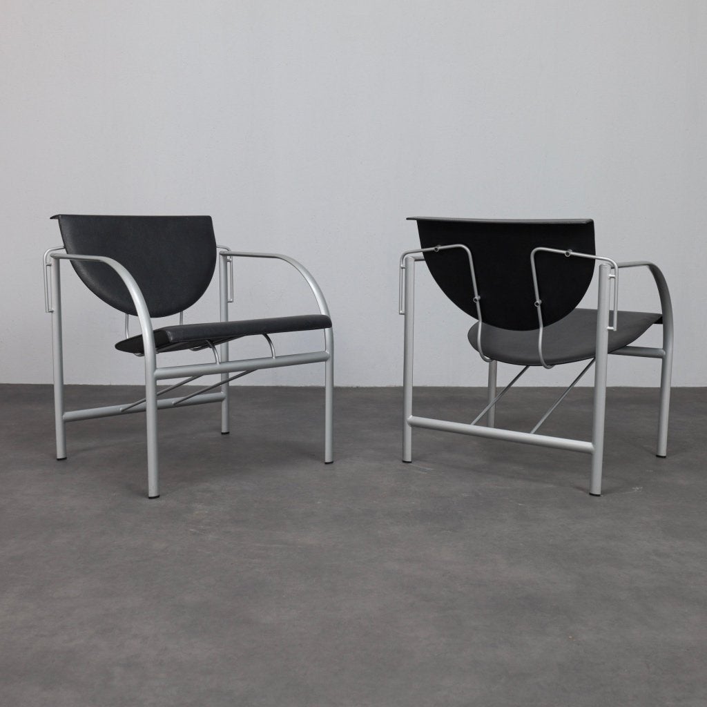 2x Kokatu Lounge Chairs M.A. Ciganda voor Akaba, jaren 80, Ophalen, Minder dan 75 cm, Zo goed als nieuw, Leer