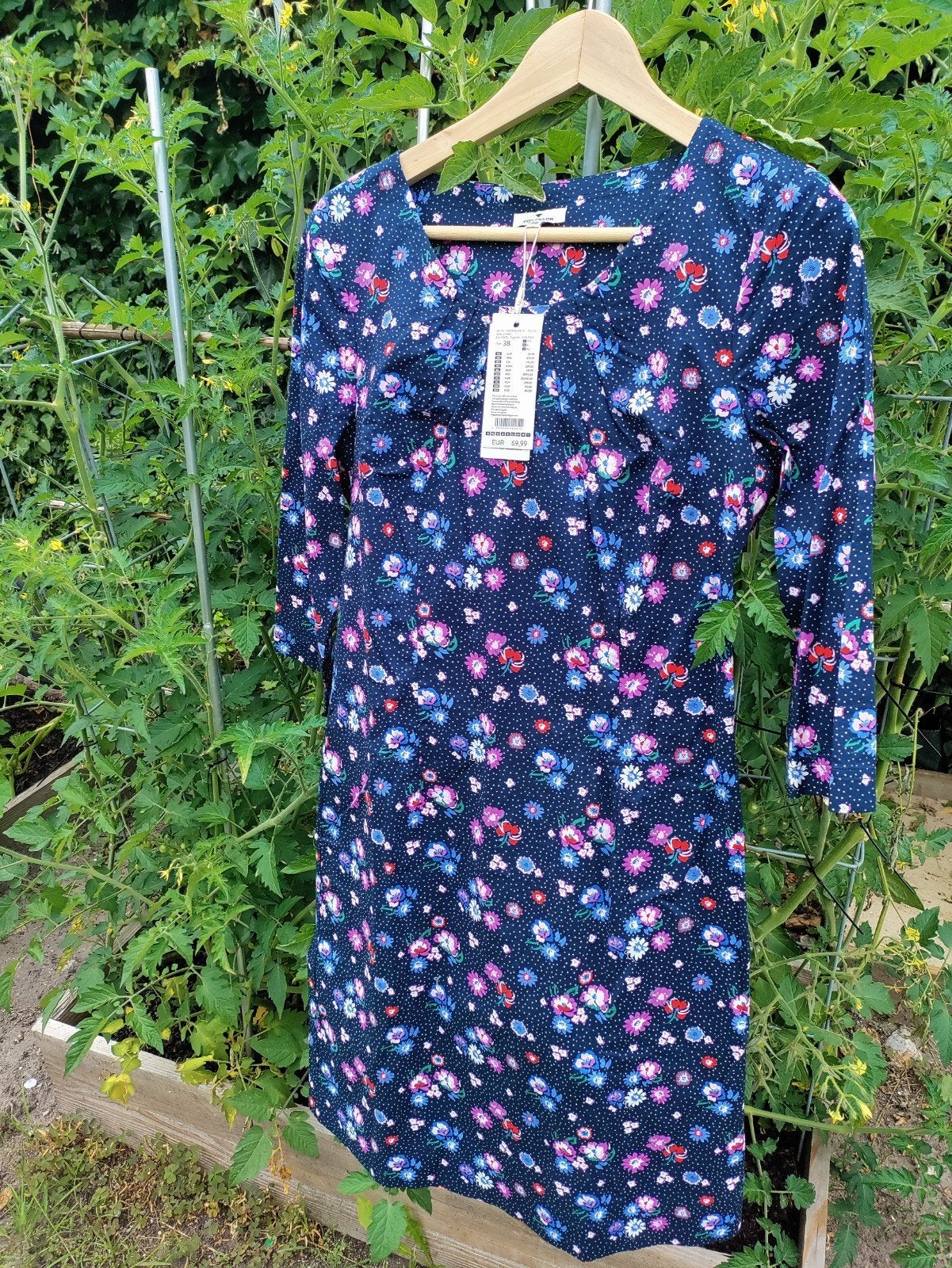 Tom Tailor Jurk met Bloemenprint - Maat 38, Maat 38/40 (M), Blauw, Nieuw, Boven de knie