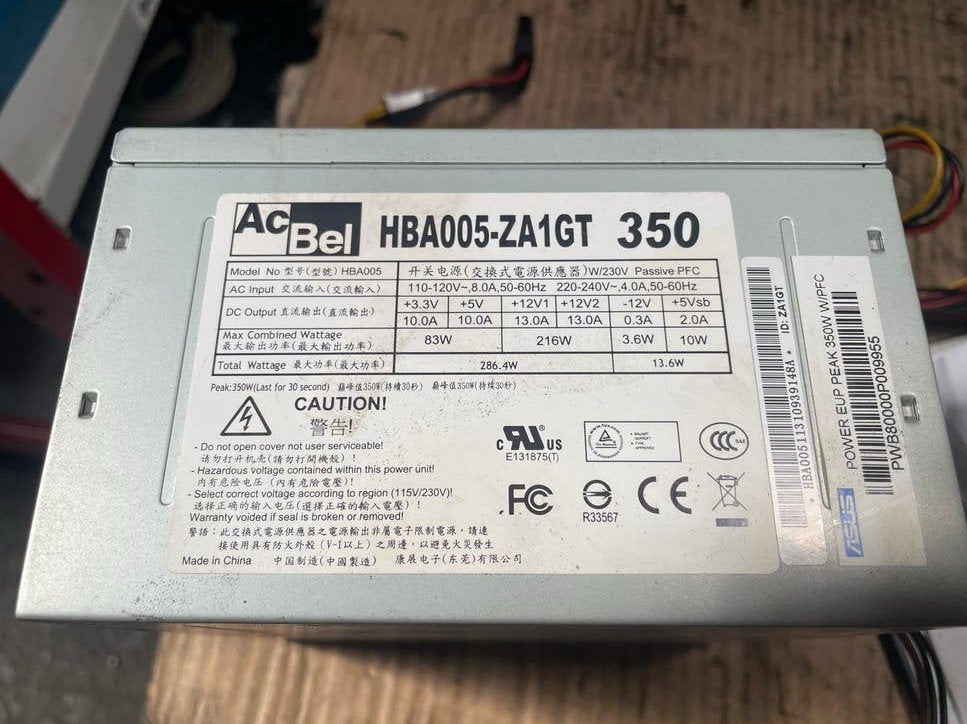AcBel HBA005-ZA1GT 350W Voeding voor PC, Ophalen, Gebruikt