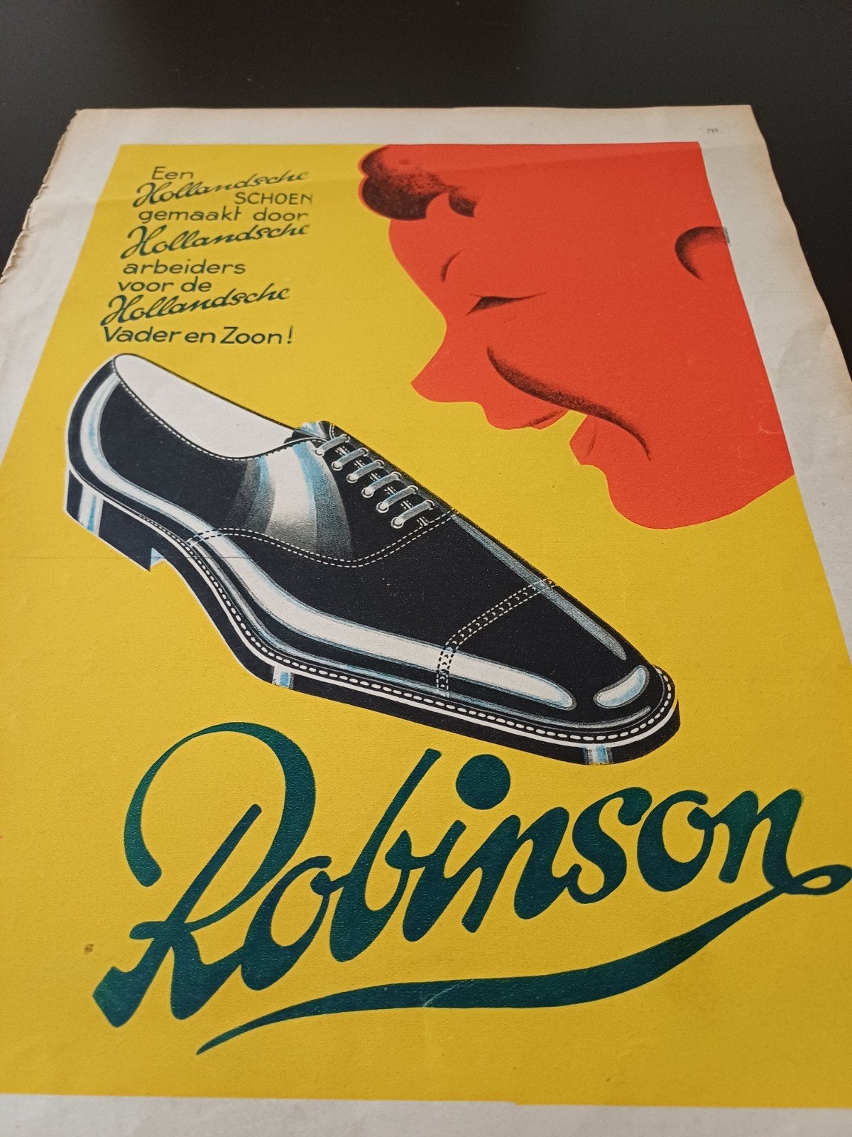 paginagrote kleuren advertentie van Robinson schoenen 1931, Ophalen of Verzenden, Zo goed als nieuw, Overige typen