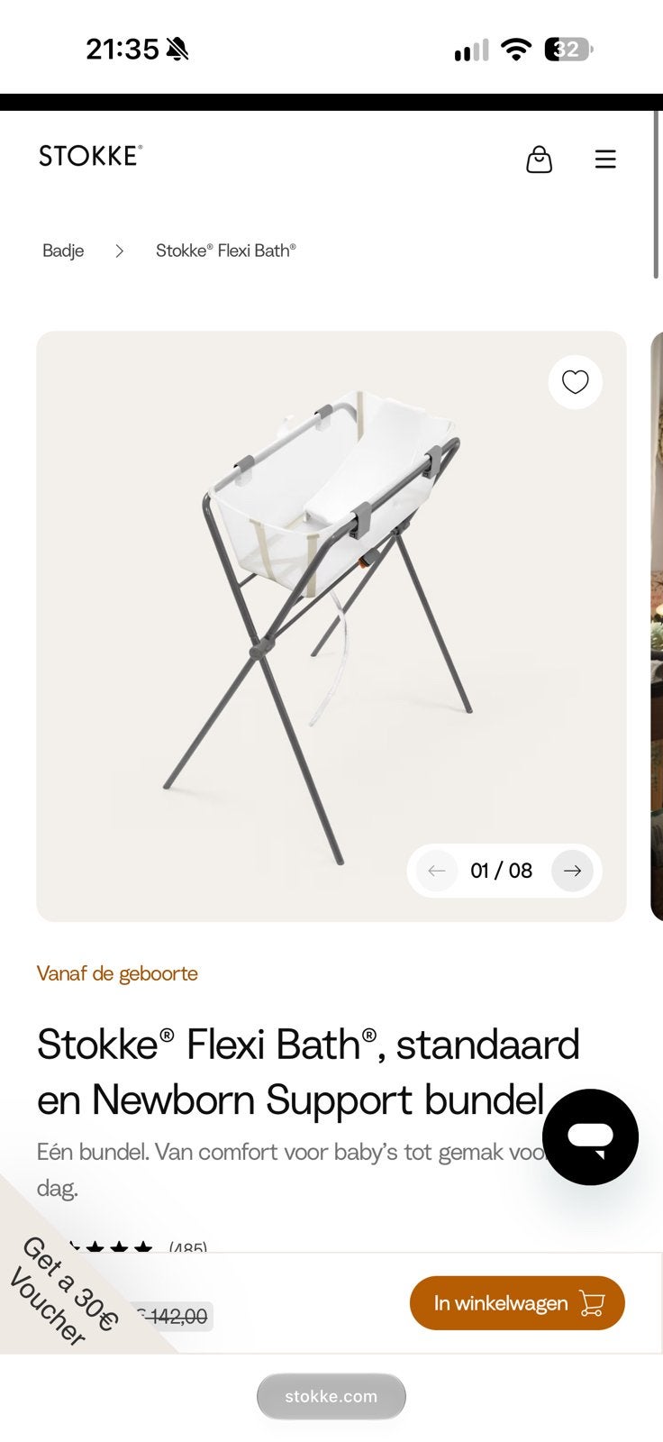 Stokke flexi bath standaard en newborn support, Zo goed als nieuw, Badje, Standaard, Ophalen