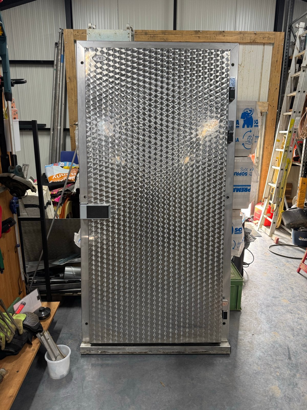 Rvs koel/vriescel deur 212x100 met kozijn, Ophalen, Gebruikt, 80 tot 100 cm, Buitendeur