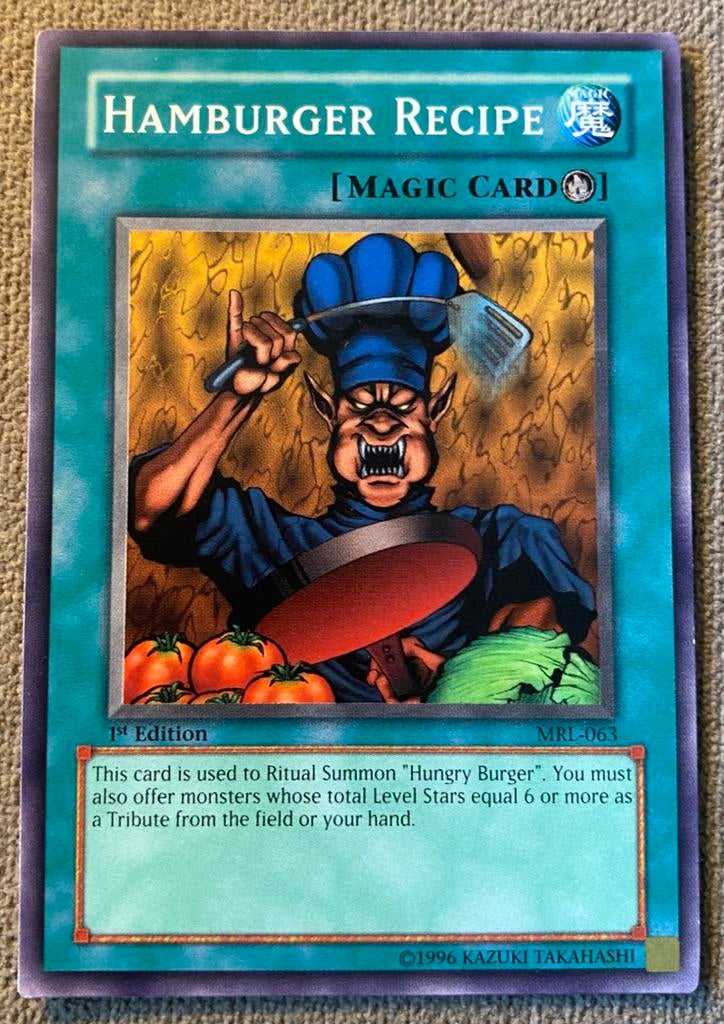 Yu-Gi-Oh! Hamburger Recipe MRL 1st Edition !, Ophalen of Verzenden, Zo goed als nieuw, Losse kaart