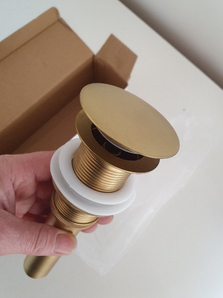 Afvoerplug - goud geborsteld - Brons klassiek - click waste, Ophalen of Verzenden, Nieuw, Koper, Wastafel