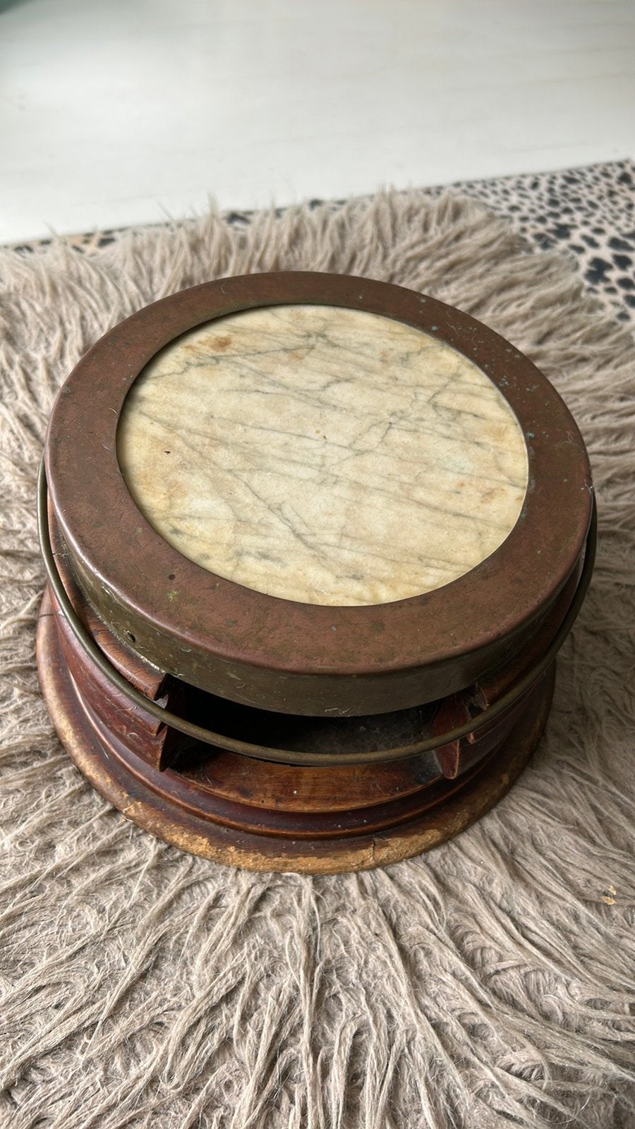 Antieke stoof hout met marmer, Antiek en Kunst, Ophalen of Verzenden