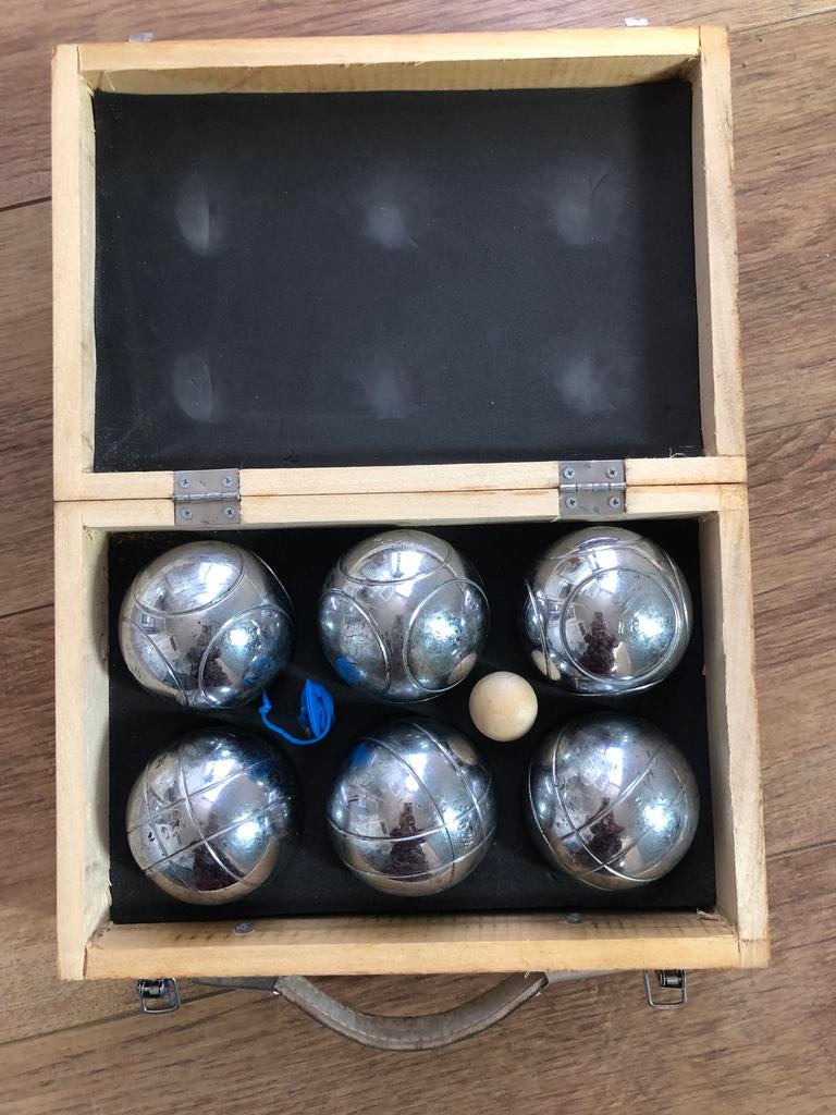 Jeu de boules ballen in houten kist, Ophalen of Verzenden, Gebruikt