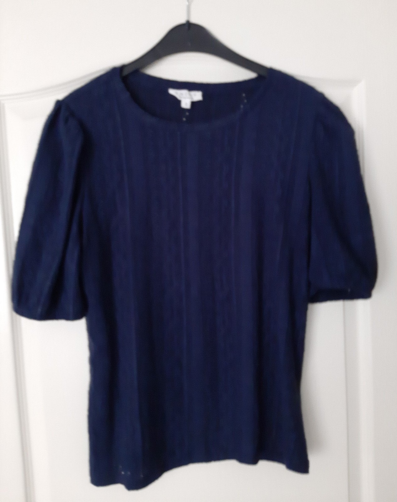 Donkerblauwe Shirt met Korte Pofmouwen ., Blauw, Enjoy, Nieuw, Ophalen of Verzenden