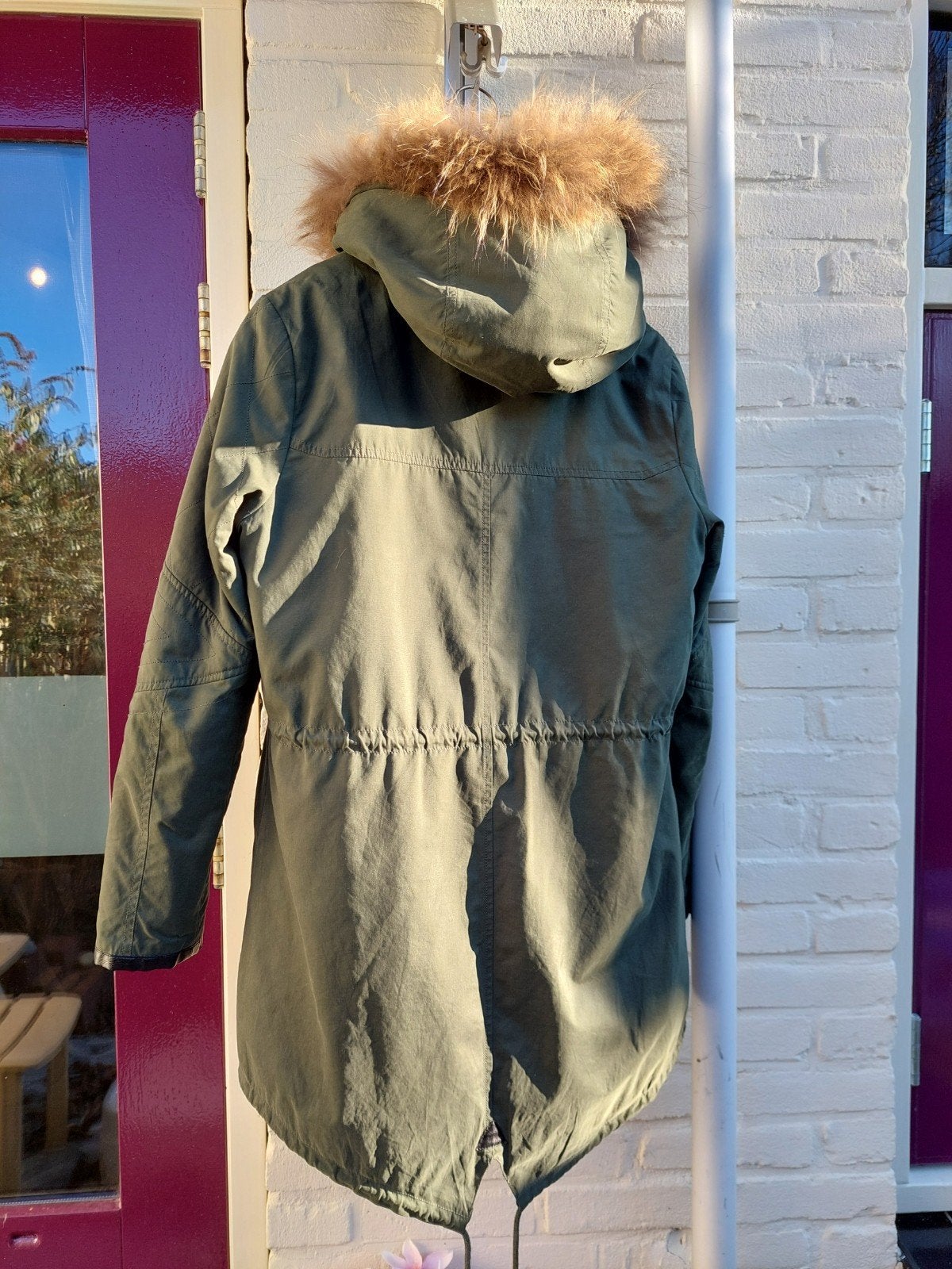 Mt S 36 mooie parka merk Relish groen losse pantervoering, Verzenden, Zo goed als nieuw, Relish, Maat 36 (S)