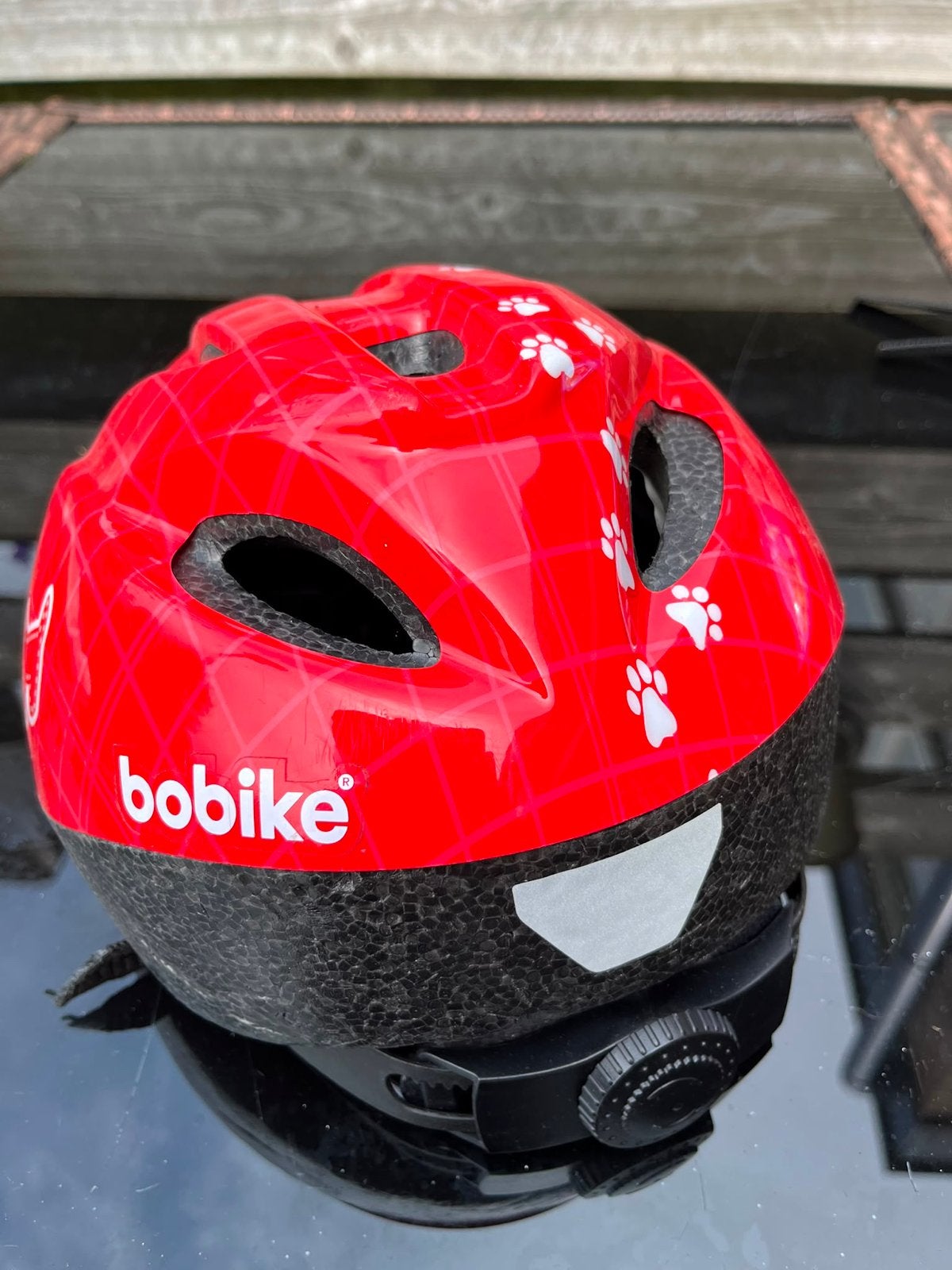 Bobike fietshelm rood met hondenpootjes voor kinderen, Ophalen, Gebruikt, Overige maten, Jongen of Meisje