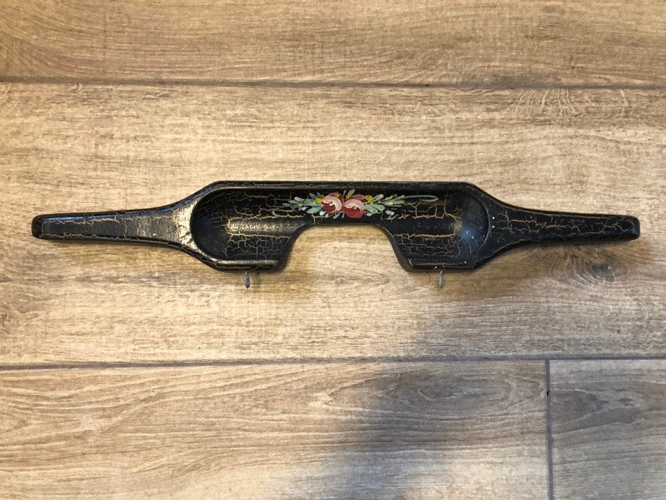 Antiek/vintage houten wandrek / keukenrek met 2 haken, Ophalen of Verzenden