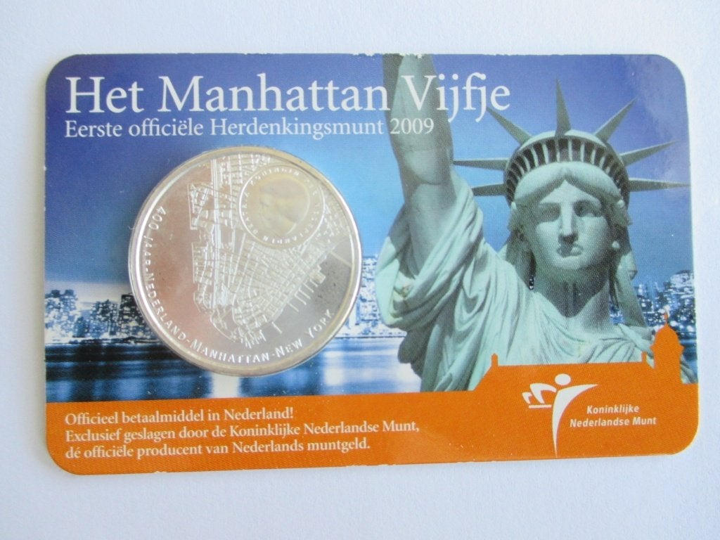 Coincard het Manhattan vijfje 2009, Postzegels en Munten, Munten | Nederland, Ophalen of Verzenden, Koningin Beatrix, Euro's, Setje