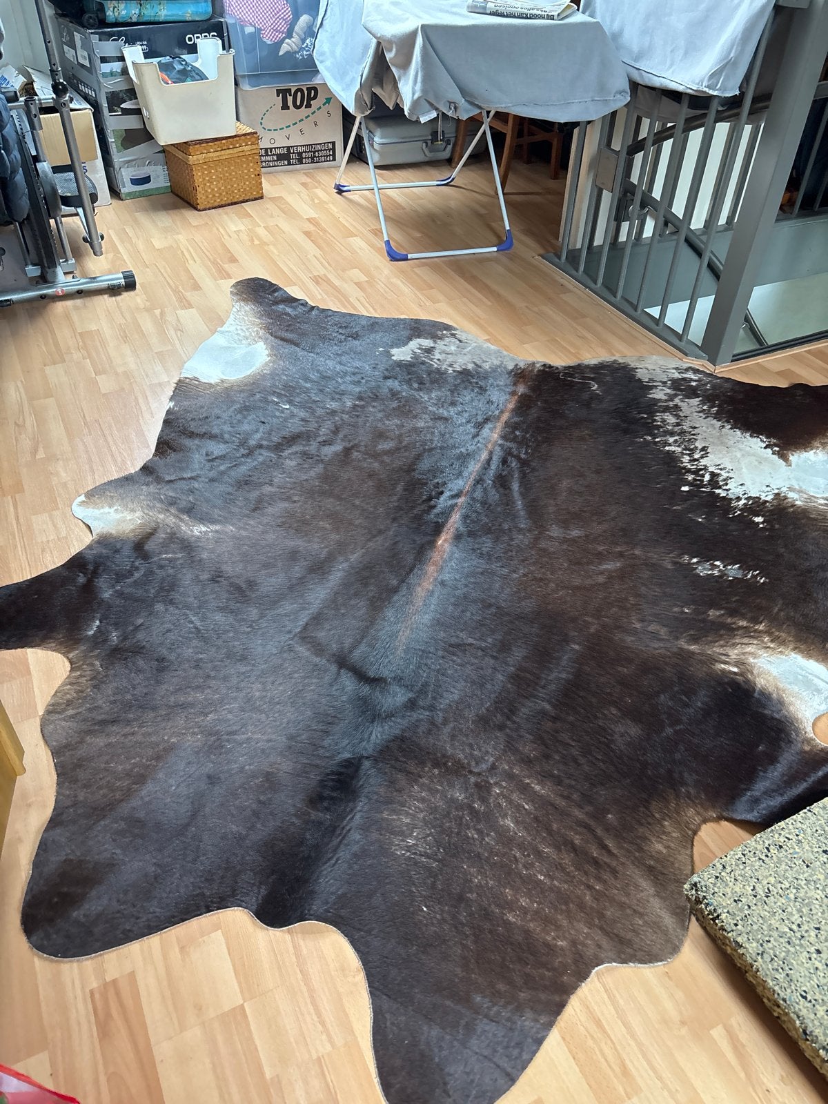 Prachtig koeienhuid vloerkleed - Bruin/Wit, 100 tot 150 cm, Bruin, Ophalen of Verzenden, Zo goed als nieuw