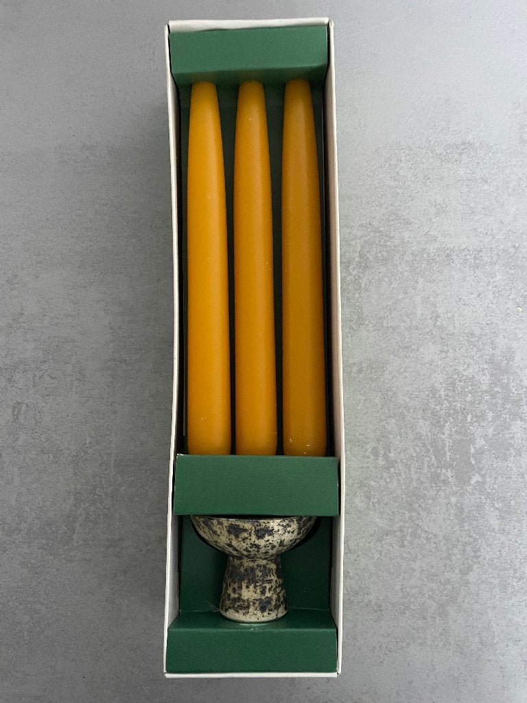 Vintage kaarsenstandaard (berkenbast) met kaarsen - Bolsius, Ophalen of Verzenden