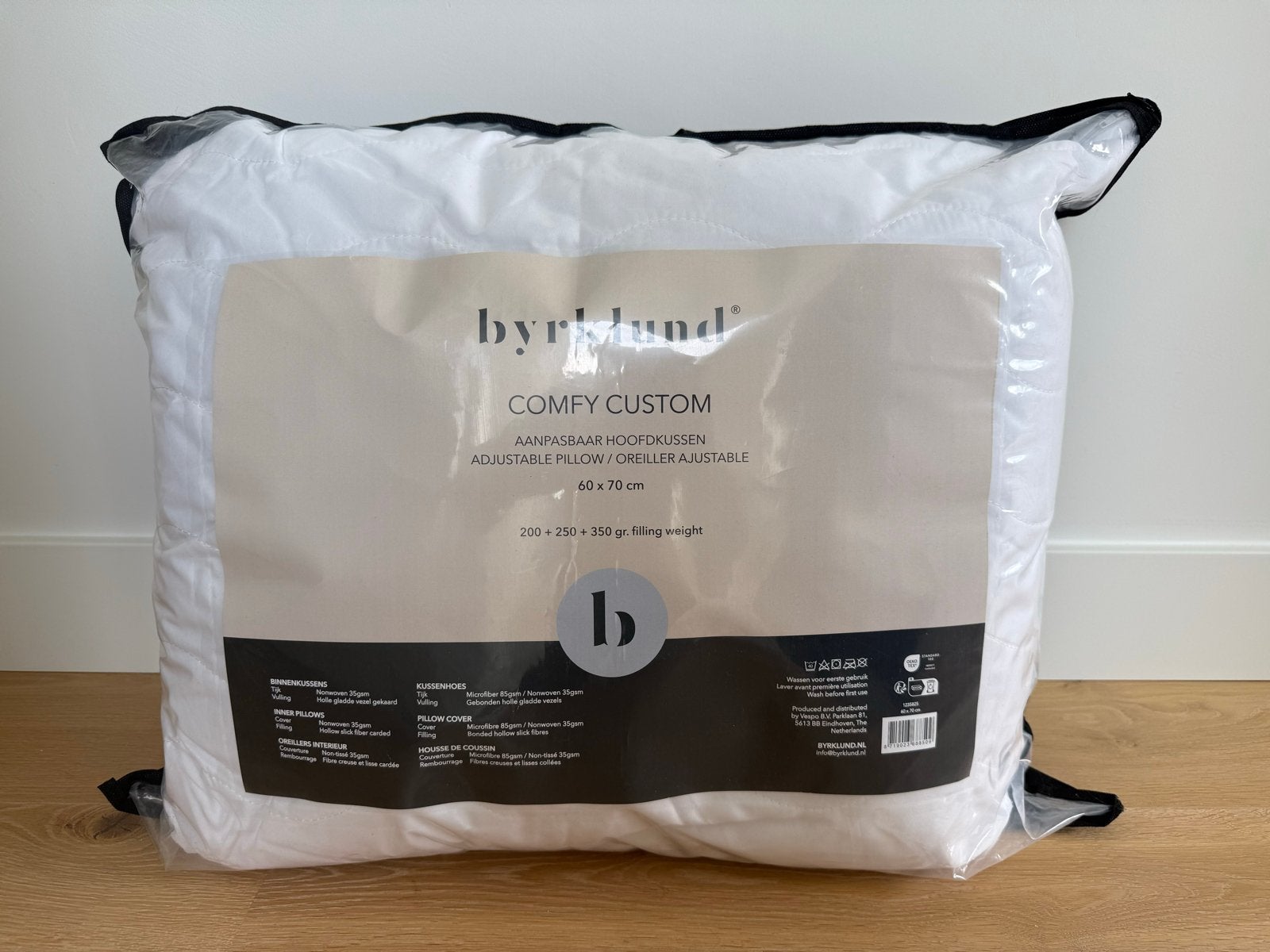 Byrklund Comfy Custom Aanpasbaar Hoofdkussen 60x70 cm, Ophalen of Verzenden, Nieuw, Wit, Kussen