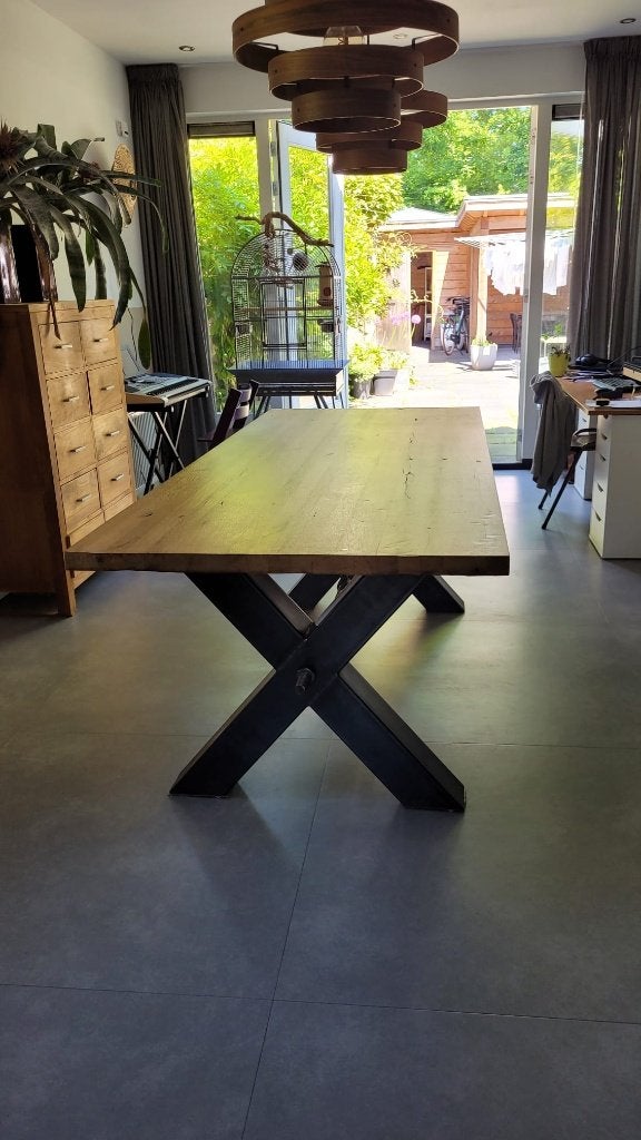Ruime, mooie, stoere eettafel, Ophalen, Gebruikt, 200 cm of meer, Stoer, industrieel