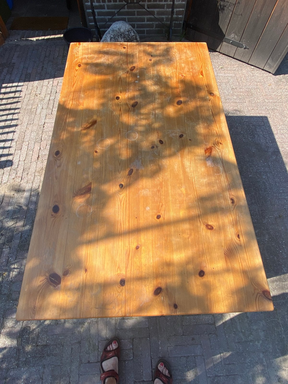 Grenenhouten eettafel met opklapbaar verlengstuk, Huis en Inrichting, Ophalen, Gebruikt, 100 tot 150 cm, 50 tot 100 cm