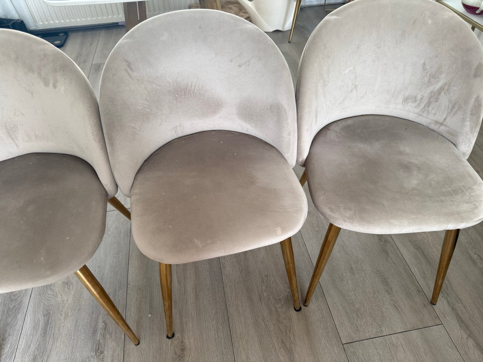 Elegante eetkamerstoelen met gouden poten - 6 stuks, Huis en Inrichting, Stoelen, Gebruikt, Overige kleuren, Ophalen of Verzenden