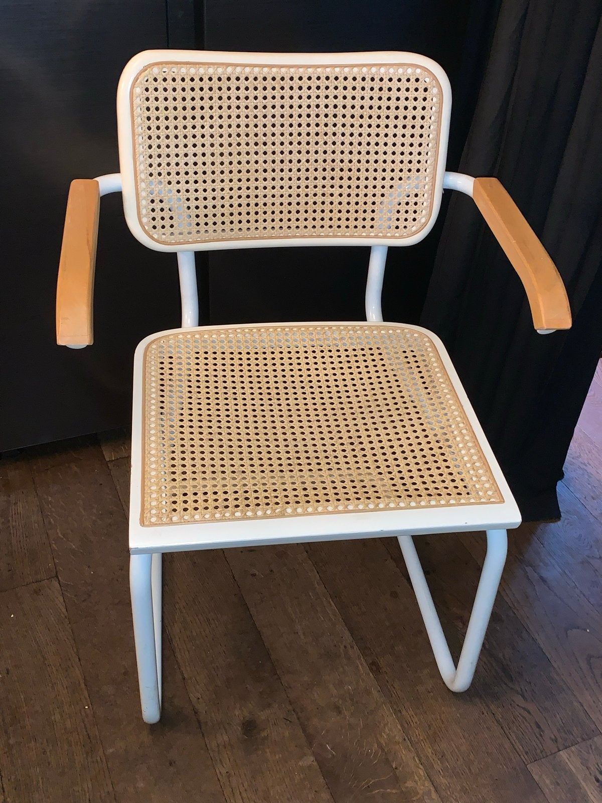 Marcel Breuer model Cesca vintage stoel italy jaren 80, Huis en Inrichting, Stoelen, Ophalen, Gebruikt, Wit, Eén
