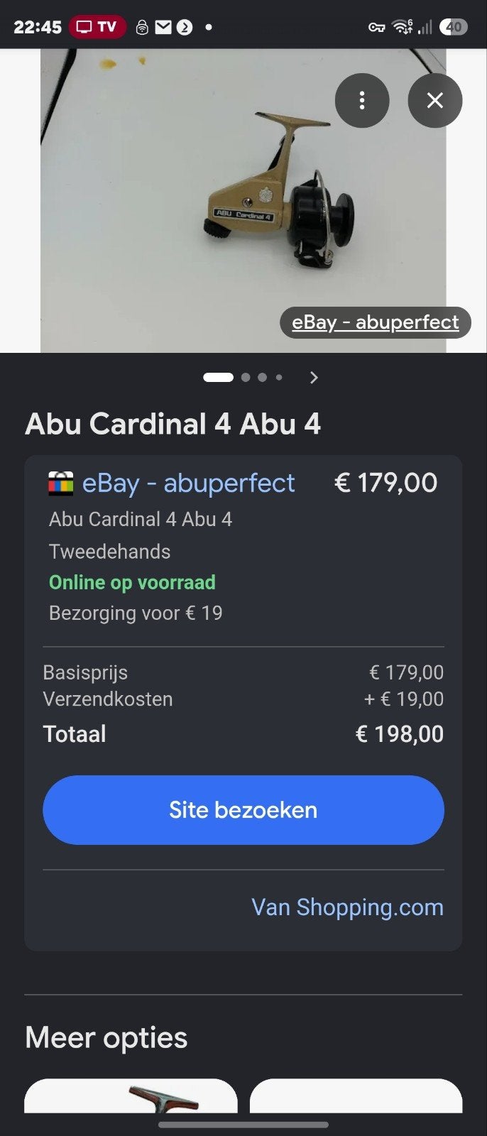 Abu Cardinal 4 Vintage Karpermolen - Zo goed als nieuw, Watersport en Boten, Ophalen of Verzenden, Zo goed als nieuw, Molen