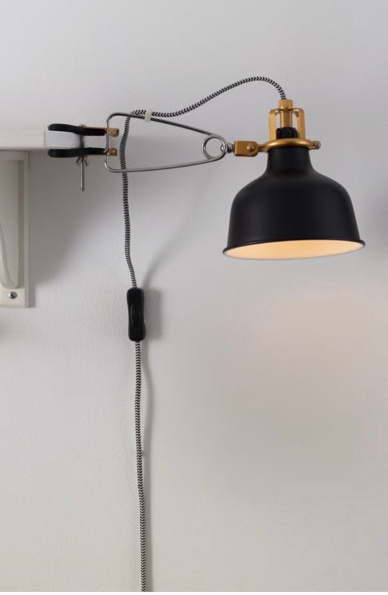 IKEA Ranarp Klemlamp Zwart, Zwart, Industrieel, E14 (klein), Zo goed als nieuw