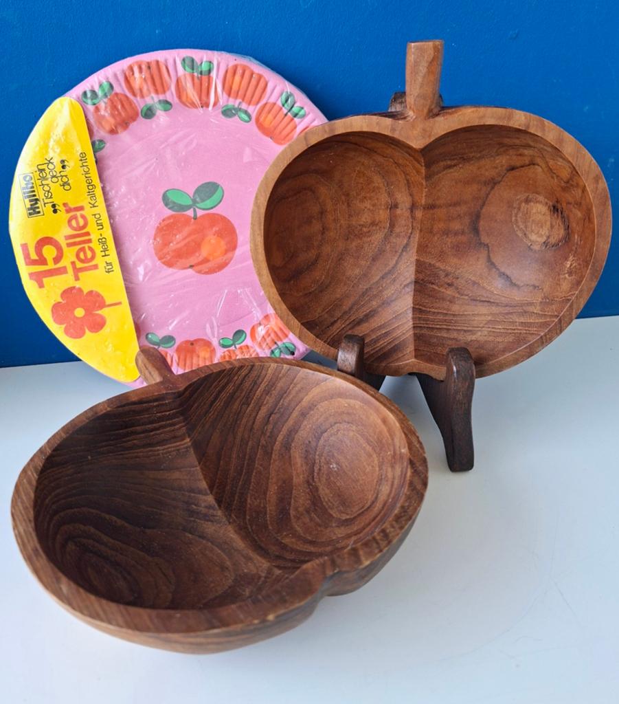 Houten Appel schaaltjes en bordjes, Overige materialen, Gebruikt, Ophalen of Verzenden, Kom(men)