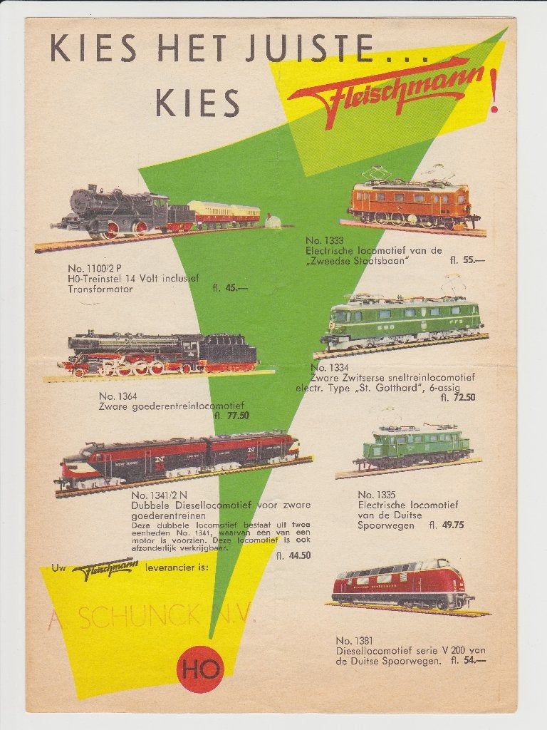 Fleischmann Folder "Kies het juiste" uit 1958, Gelijkstroom, Fleischmann, Zo goed als nieuw, Boek, Tijdschrift of Catalogus