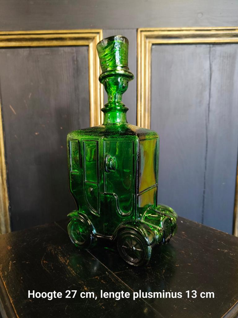 Groene Empoli karaf in de vorm van een auto, Antiek en Kunst, Curiosa en Brocante, Ophalen of Verzenden