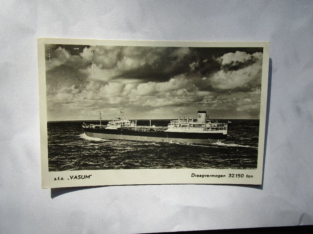 Ansichtkaart Schip Shell tanker de s.t.s Vasum 1958, Verzenden, 1940 tot 1960, Gelopen, Overige thema's