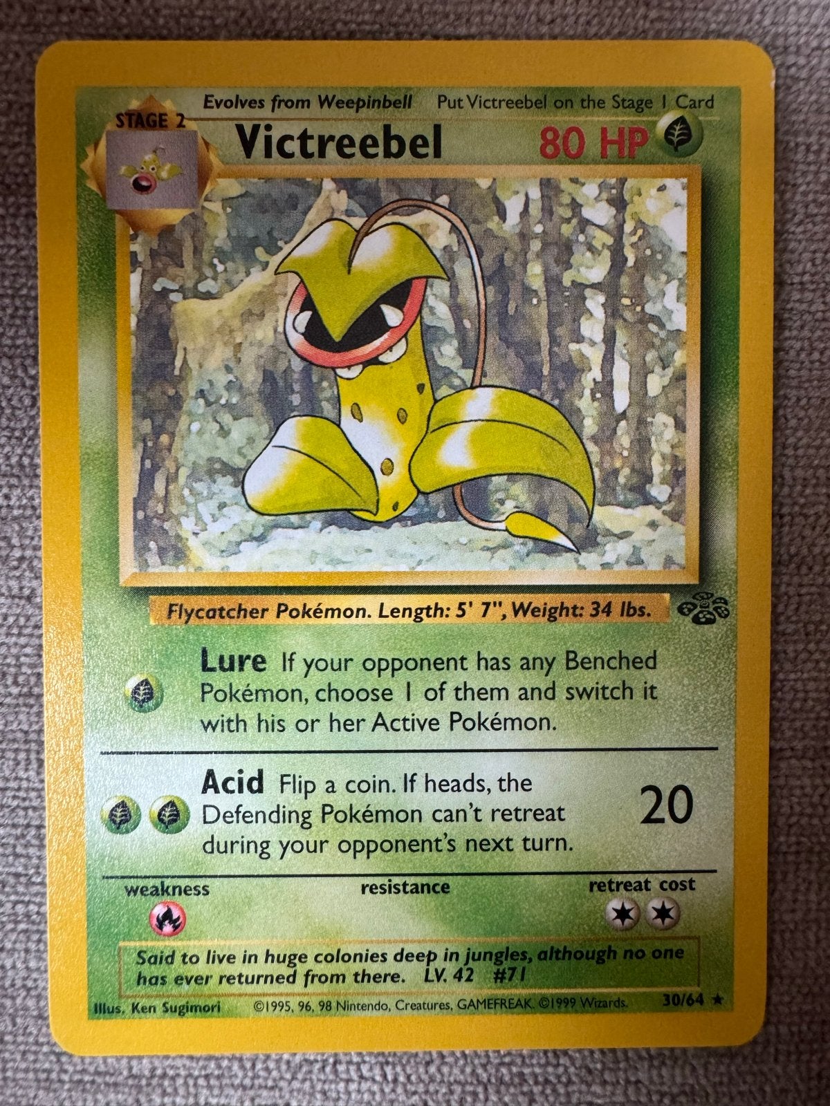 Pokemon Kaart Victreebel 30/64 Jungle Set, Hobby en Vrije tijd, Verzamelkaartspellen | Pokémon, Ophalen of Verzenden, Losse kaart