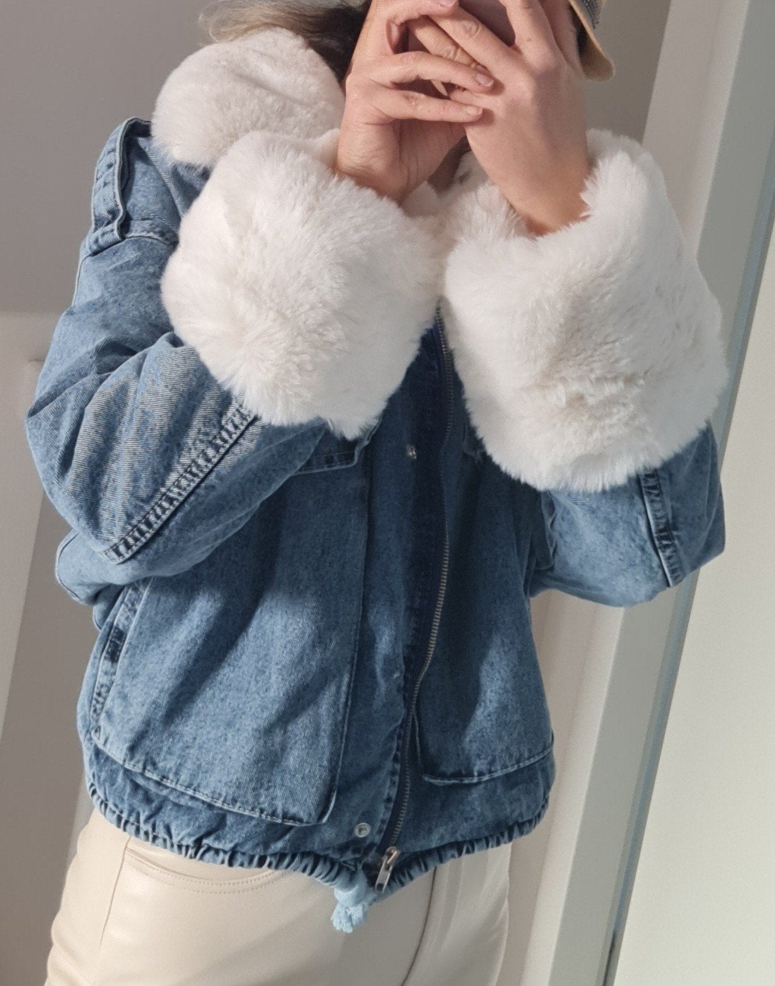 jean jas met faux fur, Ophalen of Verzenden, Nieuw, Blauw