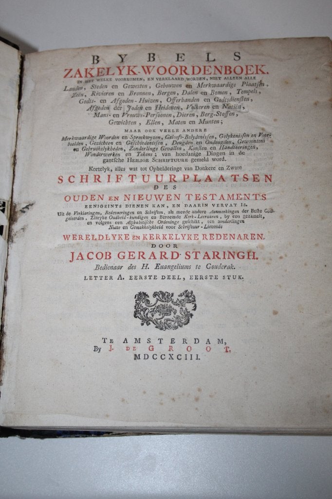 Staringh / Keppel - Bybels Zakelyk Woordenboek (1793/1759), Ophalen of Verzenden