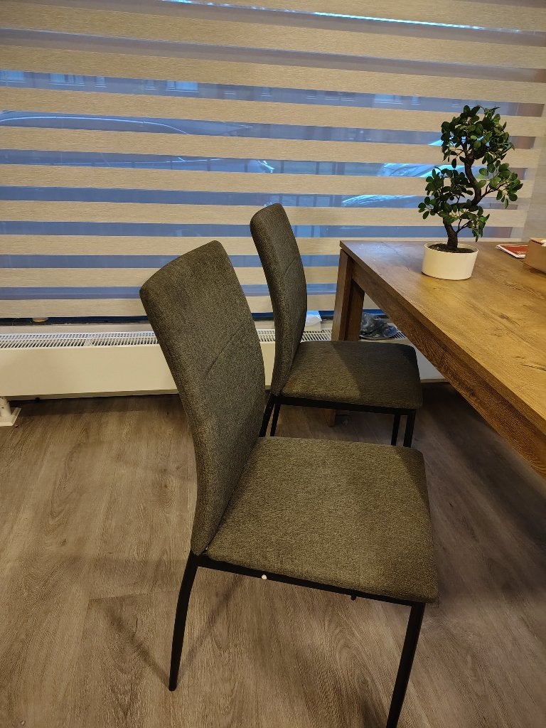 Eetkamer stoelen grijs, Huis en Inrichting, Stoelen, Ophalen, Gebruikt, Metaal, Grijs