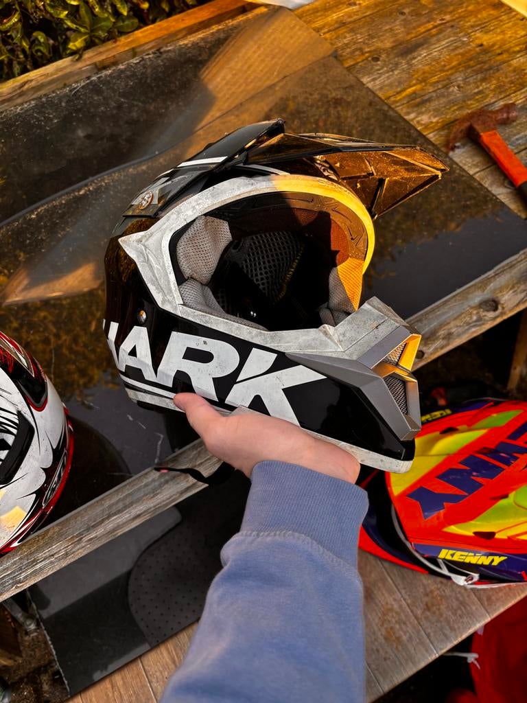 SHARK Offroadhelm - Zwart/Wit, Maat s/xs, Motoren, Shark, Ophalen of Verzenden, L, Tweedehands