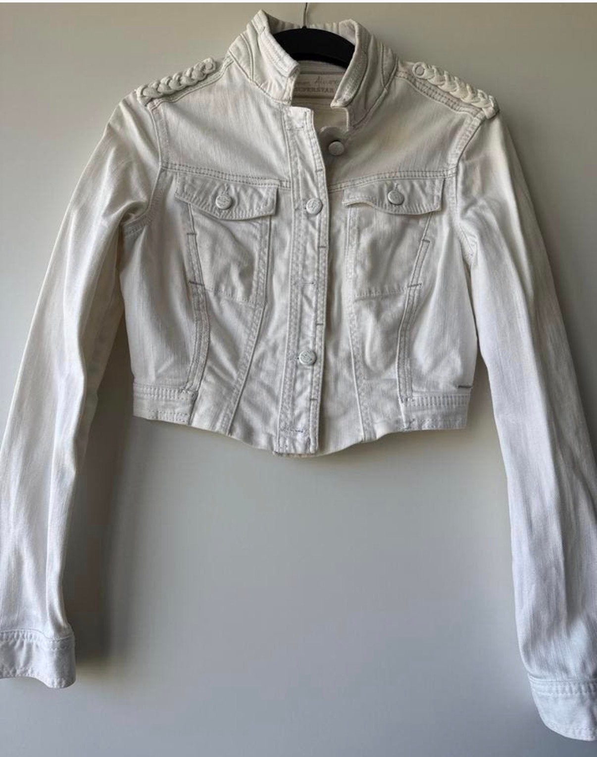 Witte spijkerjasje van Denim Atelier Superstar, maat 34, Ophalen of Verzenden, Gedragen, Maat 34 (XS) of kleiner, Wit