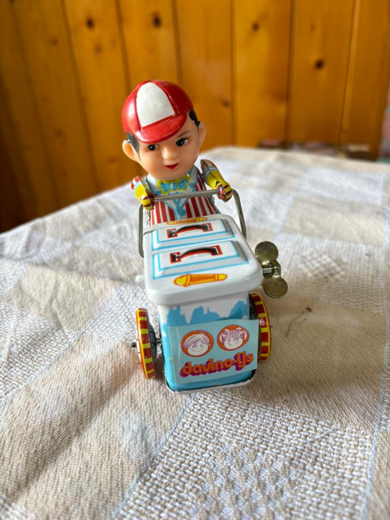 Vintage blikken ijscowagen speelgoed, Ophalen of Verzenden, Gebruikt