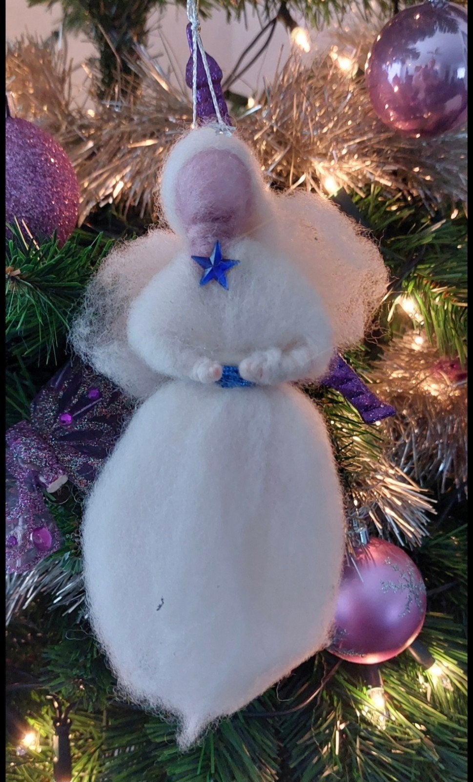 witte engel van vilt voor in kerstboom, Ophalen of Verzenden