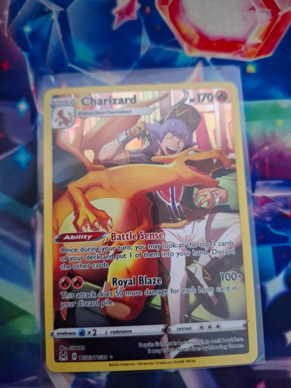 Charizard TG03/TG30 Full Art Pokémon Kaart - Goede Staat, Ophalen of Verzenden, Zo goed als nieuw, Losse kaart, Foil