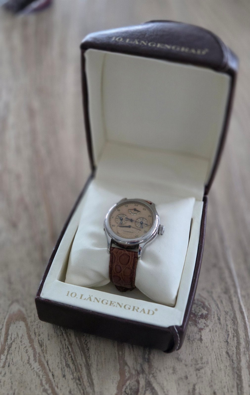 2x Längengrad heren horloge automaat, Polshorloge, Ophalen, Overige merken, Leer