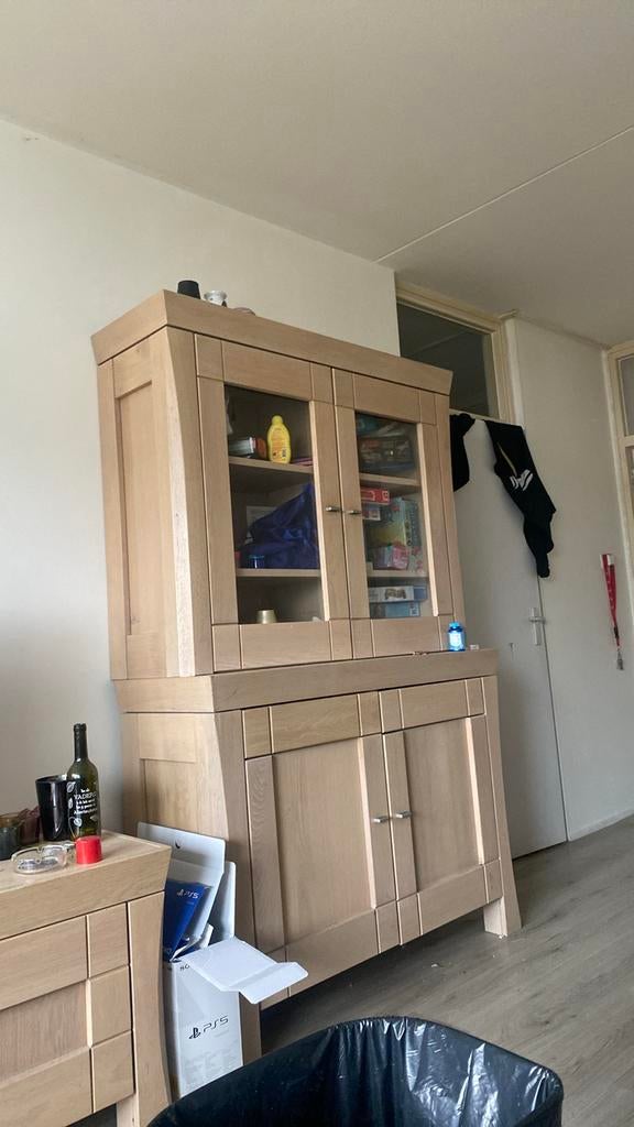 Houten vitrinekast met opbergruimte, Huis en Inrichting, Ophalen, Gebruikt