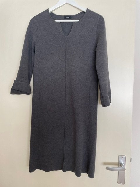 Purdey - Grijze katoenen jurk met 3/4 mouw maat XS, Kleding | Dames, Ophalen of Verzenden, Purdey, Maat 34 (XS) of kleiner, Grijs