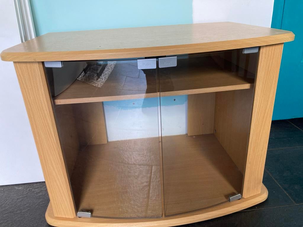 Houten kastje met glazen deurtjes, Ophalen, Gebruikt, 50 tot 100 cm, Minder dan 100 cm
